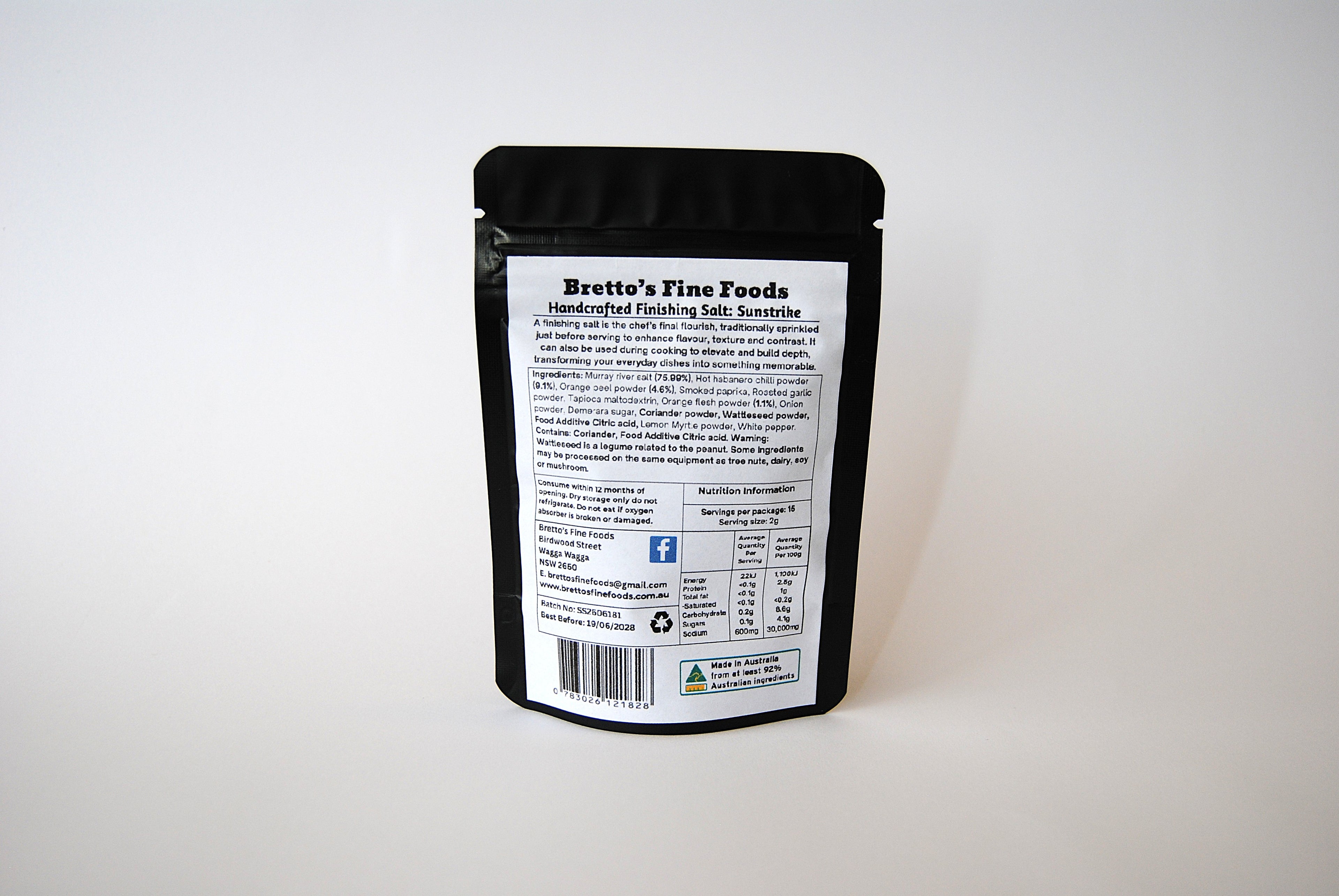 Bretto's Sunstrike: Habanero & Orange Finishing Salt (30g)